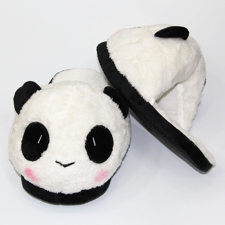  Cartoon Panda Slippers Soft Plush Funny Nonslip Novelty Slippers Winter for Bedroom Indoor House Shoes Home Slippers