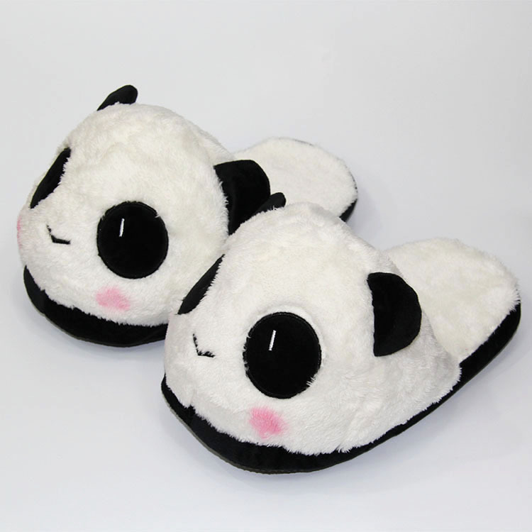  Cartoon Panda Slippers Soft Plush Funny Nonslip Novelty Slippers Winter for Bedroom Indoor House Shoes Home Slippers