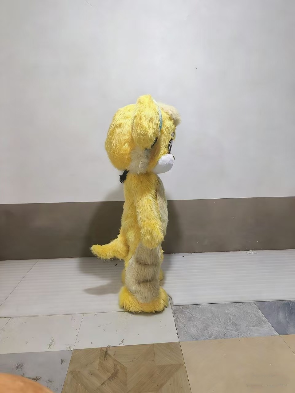 Yellow long plush dog costume